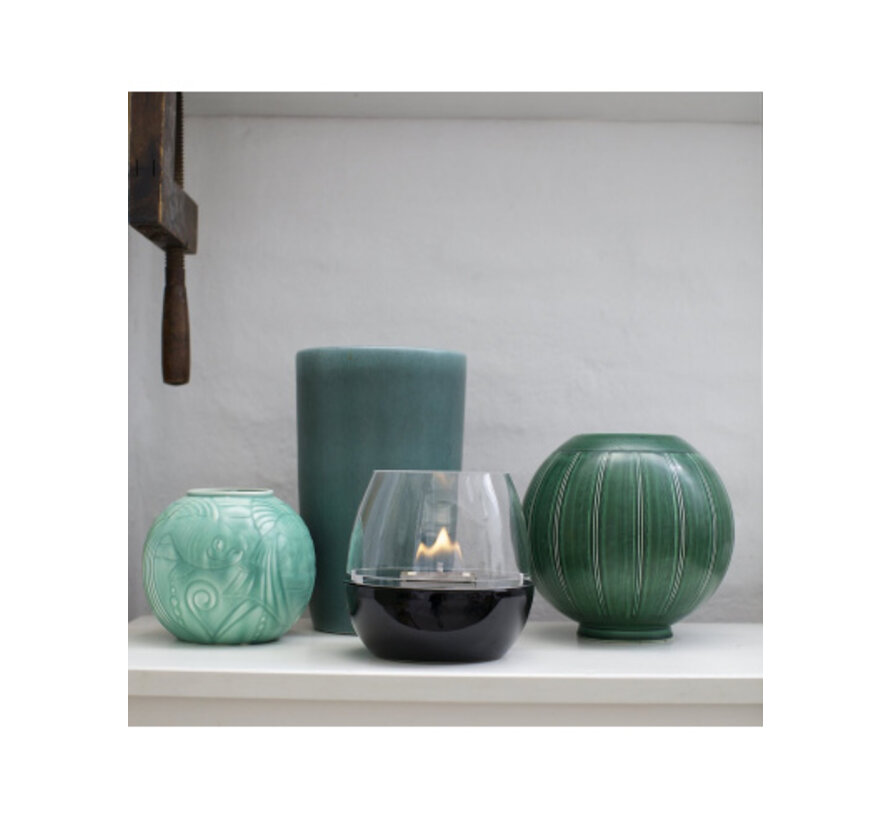 Tenderflame Tulip 18 Reactive Glas Zwart – Ø 19,3 × 18 cm Porselein Tafelhaard, 500 W Rook- & Geurvrij