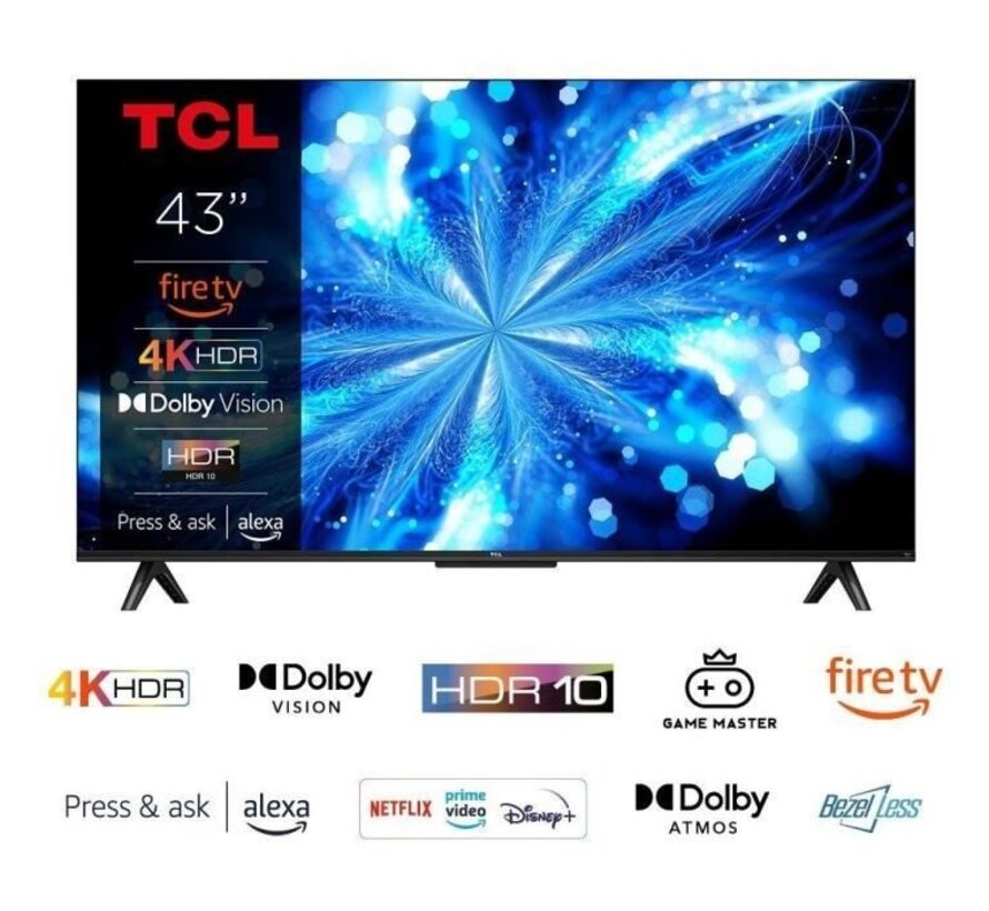 TCL 43PF650 - 43" LED-tv (108 cm) - 4K UHD 3840x2160 - HDR10 - Smart-tv - 3xHDMI 2.1 - WiFi