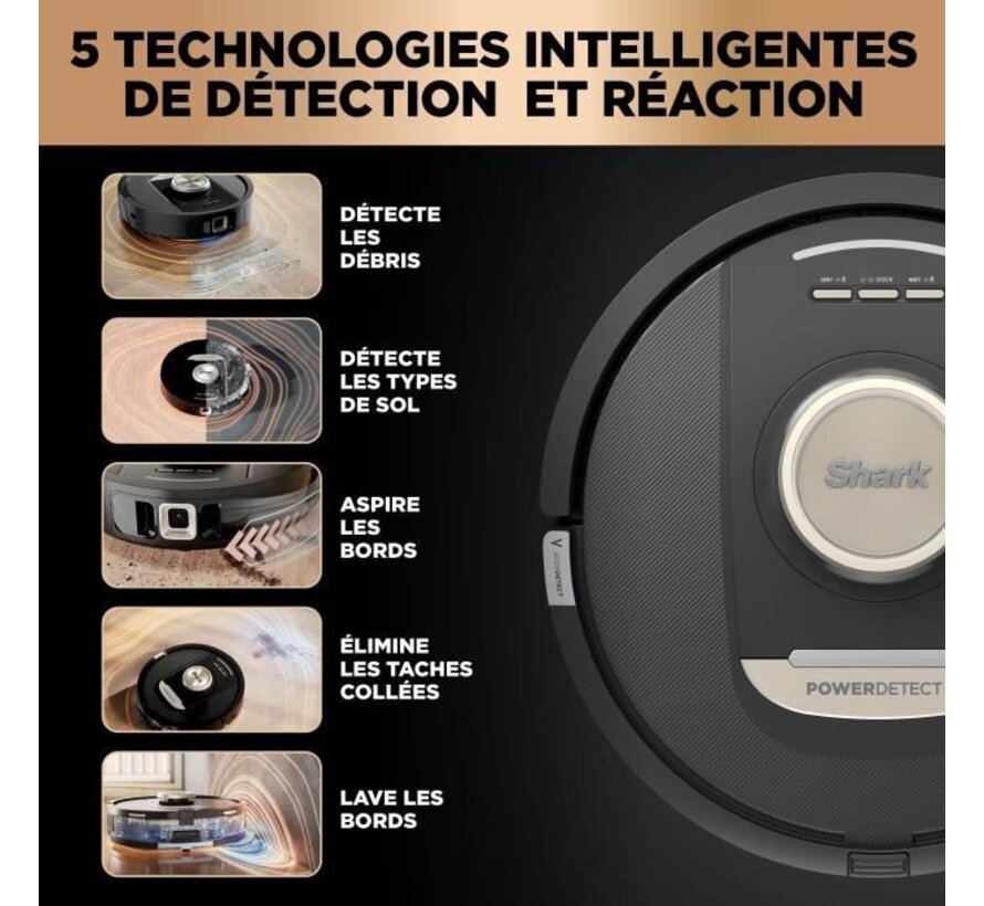 Shark PowerDetect NeverTouch Pro 2-in-1 Robotstofzuiger – Automatisch Leegstation, Dweilfunctie & Slimme Navigatie