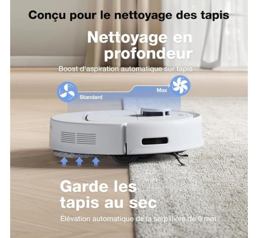 Ecovacs N30 Pro Omni Robotstofzuiger – 10.000Pa Zuigkracht, Automatisch Leegstation & Warmwaterreiniging