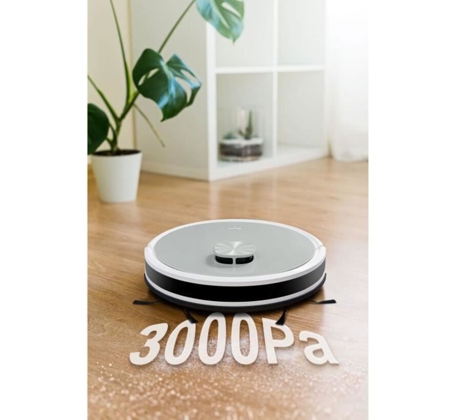 Medion X21 SW Robotstofzuiger met Afvoerstation – 2-in-1 Stofzuigen & Dweilen met Lasernavigatie