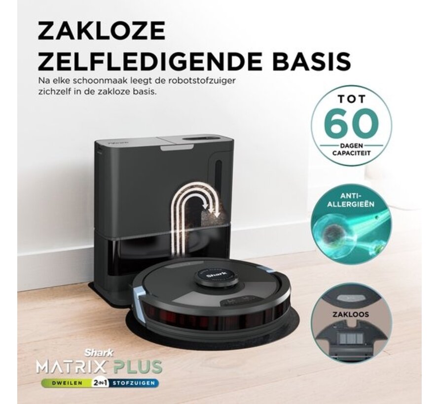 Shark Matrix Plus 2-in-1 Robotstofzuiger met Dweilfunctie – 360° LiDAR Navigatie & Zelfreinigend Laadstation