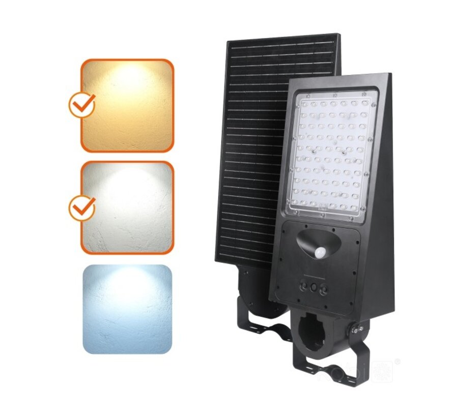 LED Straatlamp 30W met ingebouwd zonnepaneel en accu - IP65 met bewegingssensor en remote