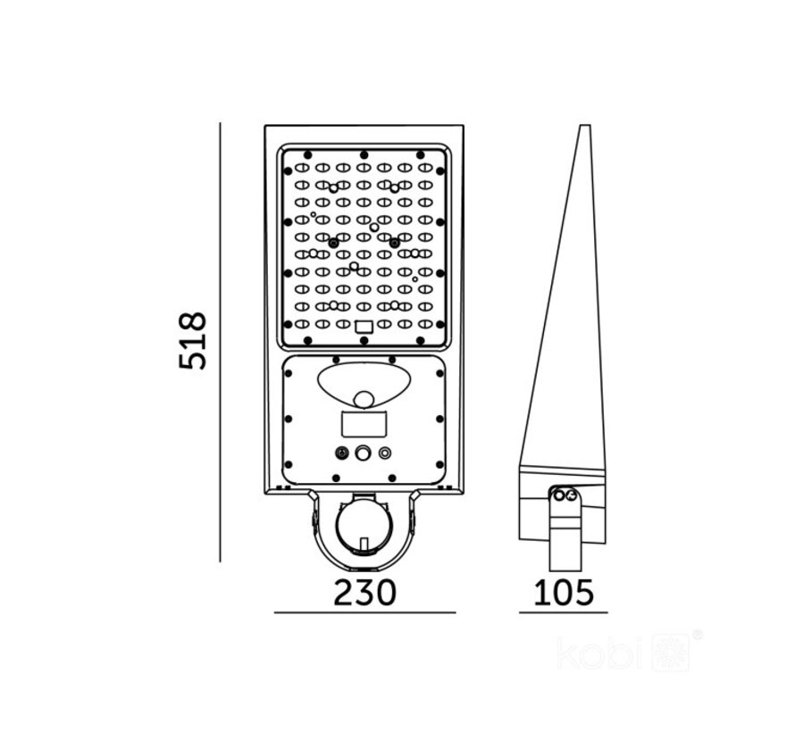 LED Straatlamp 30W met ingebouwd zonnepaneel en accu - IP65 met bewegingssensor en remote