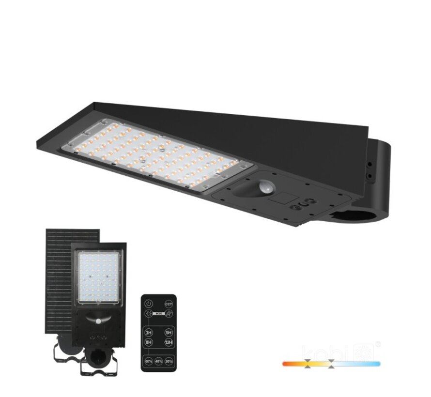 LED Straatlamp 30W met ingebouwd zonnepaneel en accu - IP65 met bewegingssensor en remote