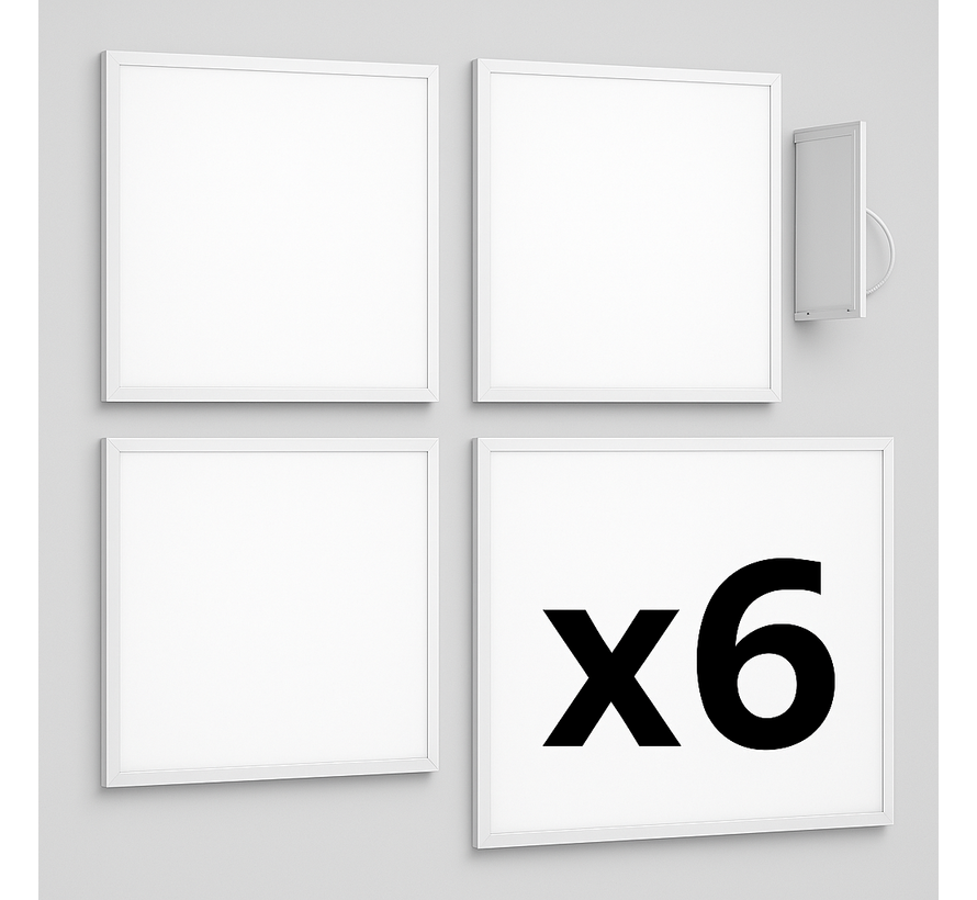 LED Paneel Backlight CCT 30/36/42W 6 STUKS – 60x60 – 3800/4320/5000 lm – IP40 – Wit