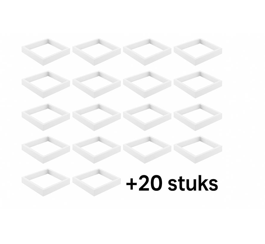 Opbouwframe LED Paneel 60 x 60 x 6.8 cm 20 STUKS - Ook geschikt voor backlit panelen - Snel assemblage