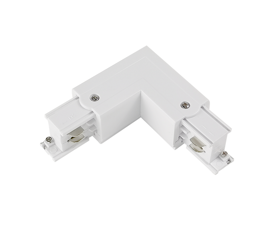 L-Connector voor 3-Fase Spanningsrails – Hoekkoppeling – Wit