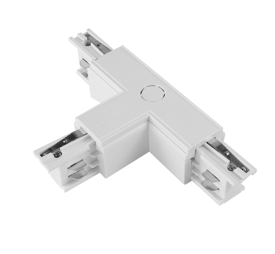 T-Connector voor 3-Fase Spanningsrails – 3-Weg Koppeling – Wit