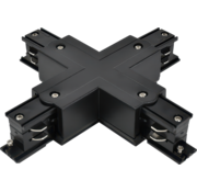 X-Connector voor 3-Fase Spanningsrails – 4-Weg Koppeling – Zwart