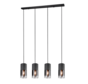 TRIO Robin hanglamp 4-lichts – mat zwart met smoked glas – 4x E27