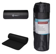 Fitnessmat Pro Zwart - Yogamat met tas en draagriem - NBR Foam 1,5 cm dik - 180 cm x 60 cm x 1,5 cm