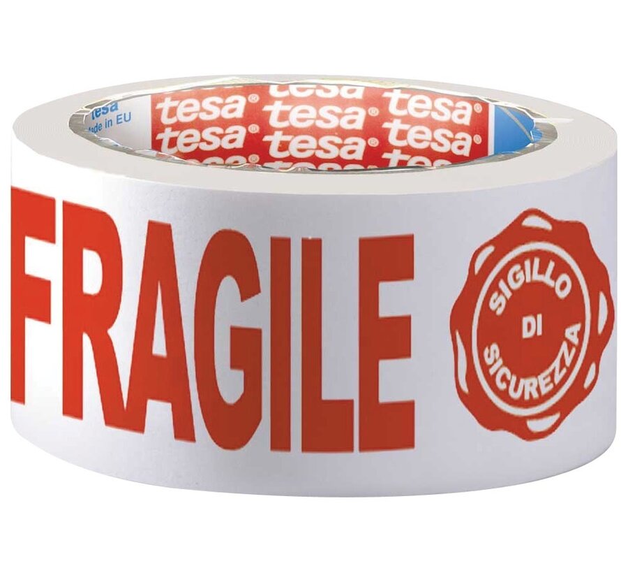 Tesa - Verpackungsklebeband - FRAGILE - 50 mm x 66 m