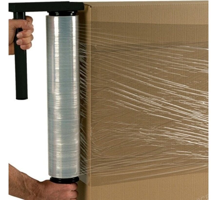 Stretchfolie Wickelfolie Handrollen 6 Stück Basic 20 µm einseitig klebend und transparent – 50 cm x 300 m – Karton mit 6 Rollen Palettenfolie