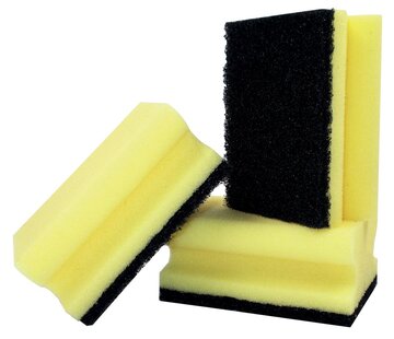 Aqualine Aqualine - Scheuerschwamm mit weichem Griff - 9,5 x 7 x 4,5 cm - Packung mit 3 Stück