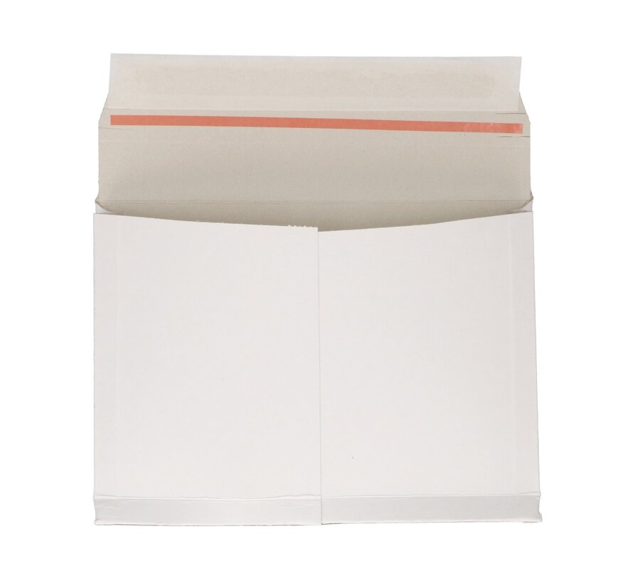 Versandtasche, Öffnung an der Längsseite – 250 x 175 x 30 mm – weiß – mit Aufreißstreifen – Bündel mit 100 Stück
