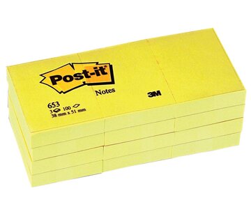 Post-It Post-it Notes - 38 x 51 mm - Gelb - Block mit 100 Blättern - 12 Stück