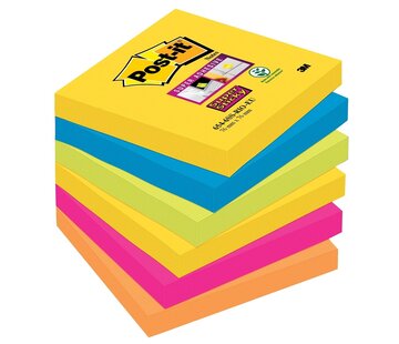 Post-It Post-it Super Sticky Notes Carnival - 76 x 76 mm - Packung mit 6 Blöcken - 90 Blatt pro Block