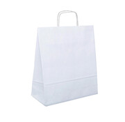Papiertragetaschen weiß – 25 x 11 x 32 cm – Flachhenkel – 250 Stück