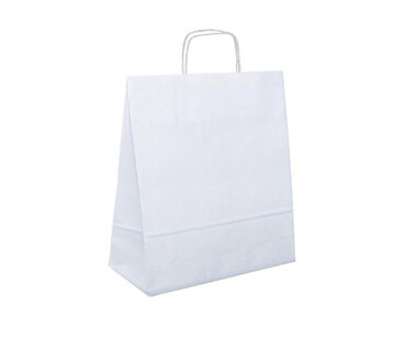Papiertragetaschen weiß – 25 x 11 x 32 cm – Flachhenkel – 250 Stück
