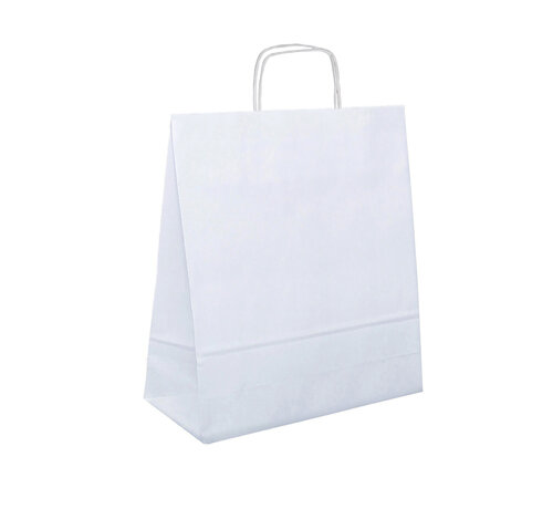 Papiertragetaschen weiß – 25 x 11 x 32 cm – Flachhenkel – 250 Stück