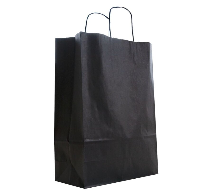 Papiertüten schwarz A4 - 22 x 10 x 30 cm - Gedrehte Kordel - 250 Stück
