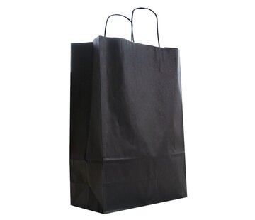 Papiertragetaschen schwarz A3 – 32 x 12 x 41 cm – Gedrehte Kordel – 250 Stück