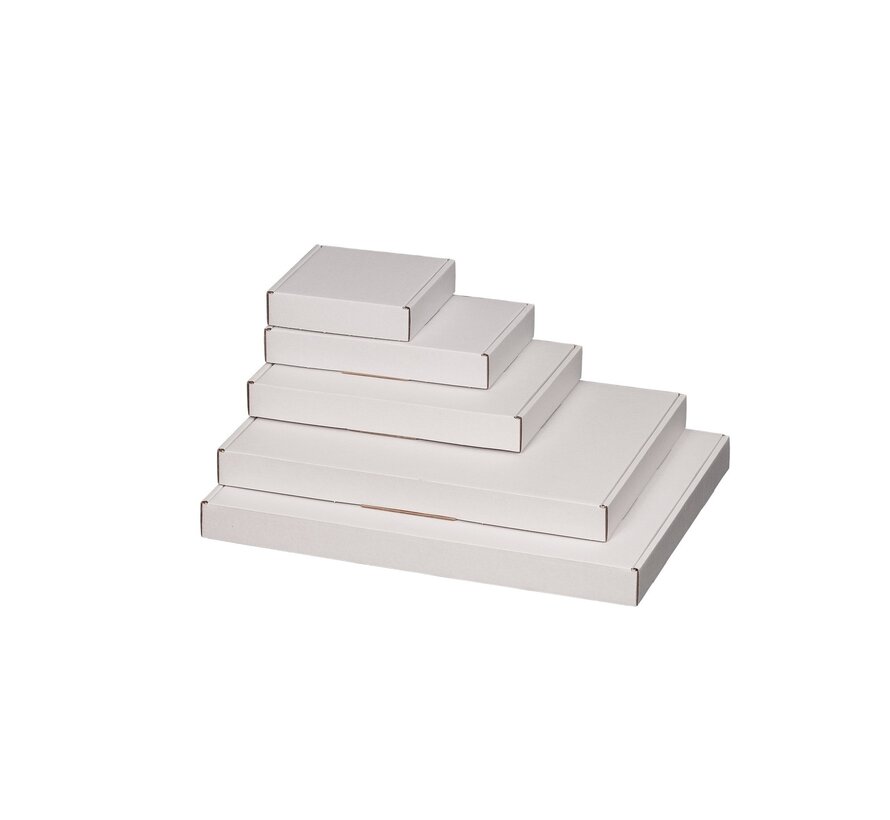 Briefkastenbox Wellpappe E-Welle 310 x 215 x 30 mm A4 Weiß - Bündel mit 50 Postkartons