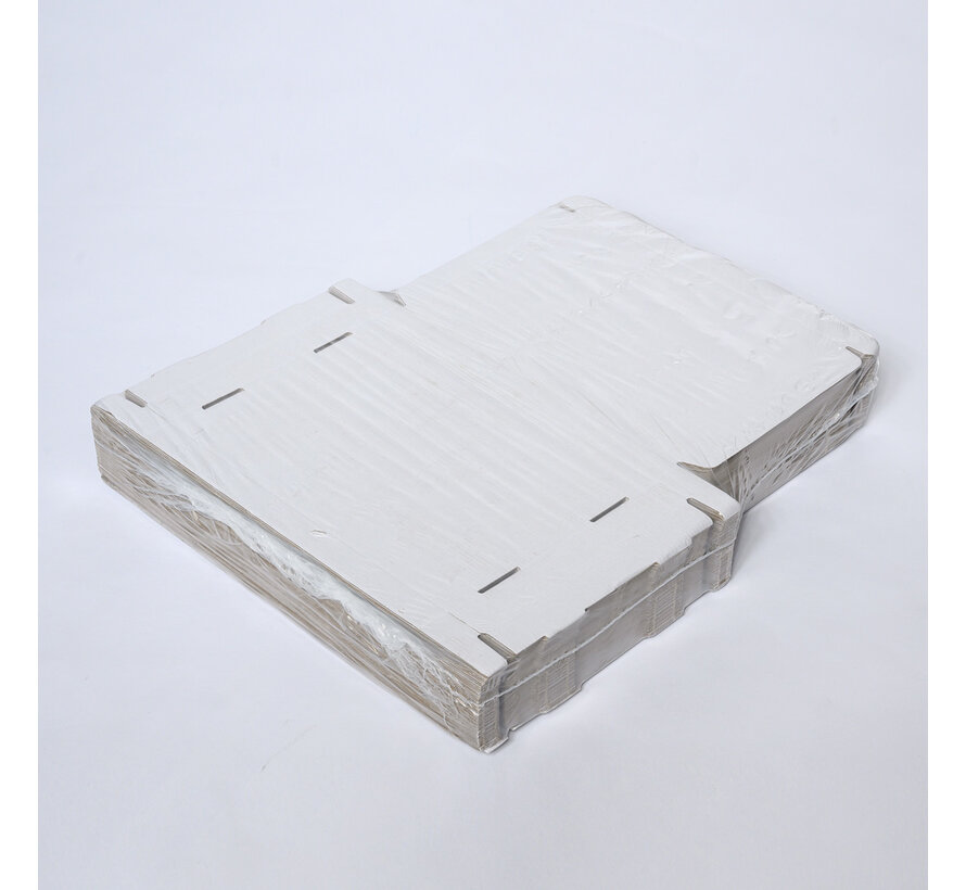 Briefkastenbox Wellpappe E-Welle 350 x 225 x 30 mm XL Weiß - inklusive zusätzlichem Verschluss - Bündel mit 50 Versandkartons