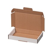 Briefkastenbox Wellpappe E-Welle 180 x 115 x 30 mm A6 Weiß - inklusive zusätzlichem Verschluss - Bündel mit 50 Versandkartons
