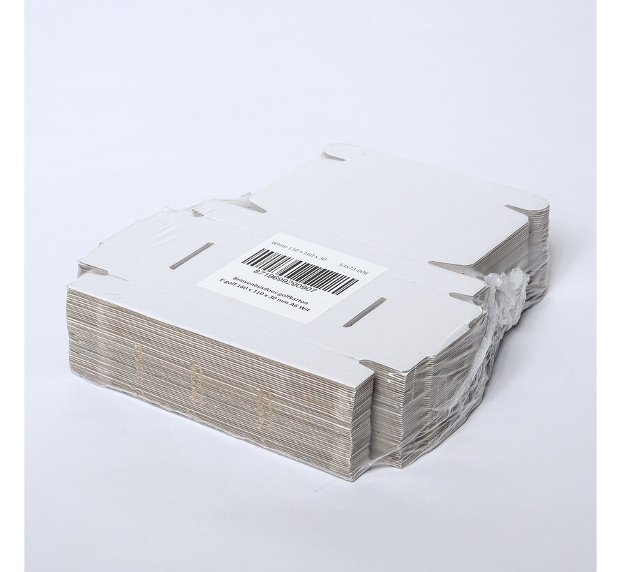 Briefkastenbox Wellpappe E-Welle 180 x 115 x 30 mm A6 Weiß - inklusive zusätzlichem Verschluss - Bündel mit 50 Versandkartons