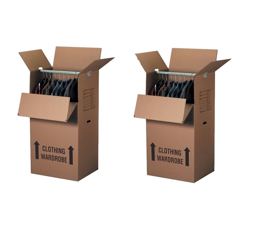 Kleiderbox Garderobenbox inklusive Stange Paket - Umzugskarton für Kleidung 102 x 50 x 50 - 1 Karton