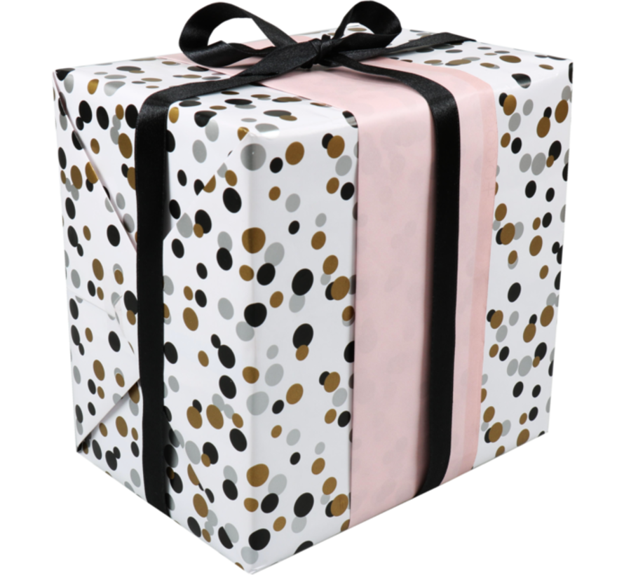 Geschenkpapier 200 Meter lang - 50 cm breit - 80g/m² - Thekenrolle - Konfetti - 1 Rolle