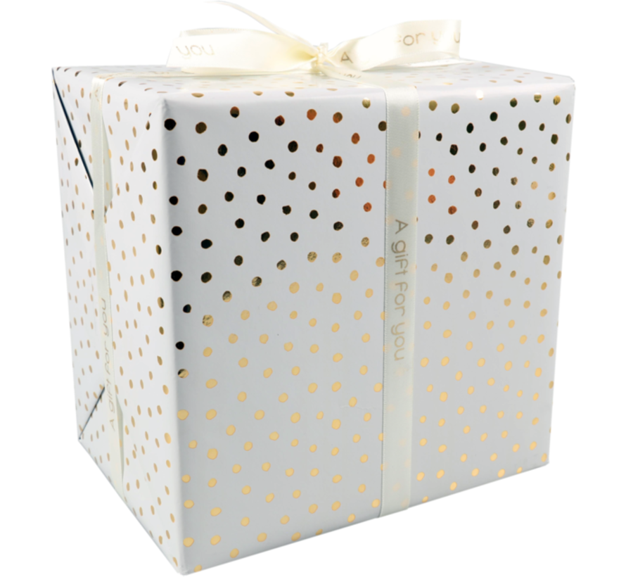 Geschenkpapier 200 Meter lang - 50 cm breit - Thekenrolle - weiß gold - 1 Rolle