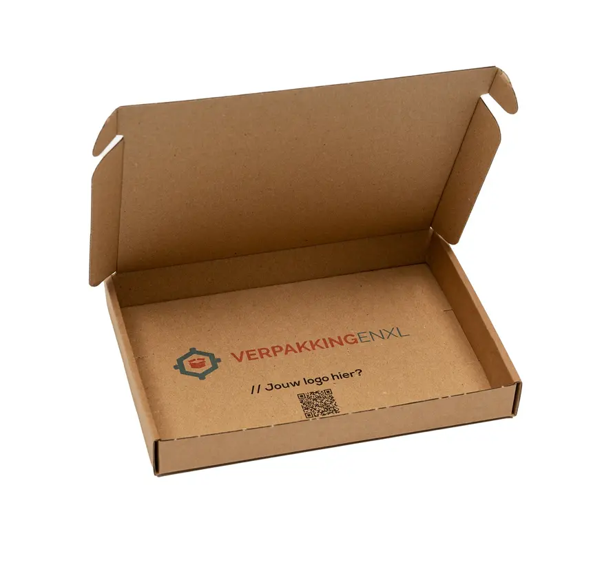 Versandkarton Wellpappe E-Welle bedruckt 350 x 225 x 30 mm XL Braun - Bündel mit 100 Versandkartons bedruckt mit eigenem Design