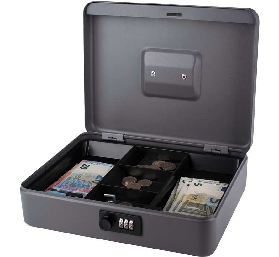 Pavo - Geldkassette - 12 Zoll mit 3-stelligem Zahlenschloss - dunkelgrau