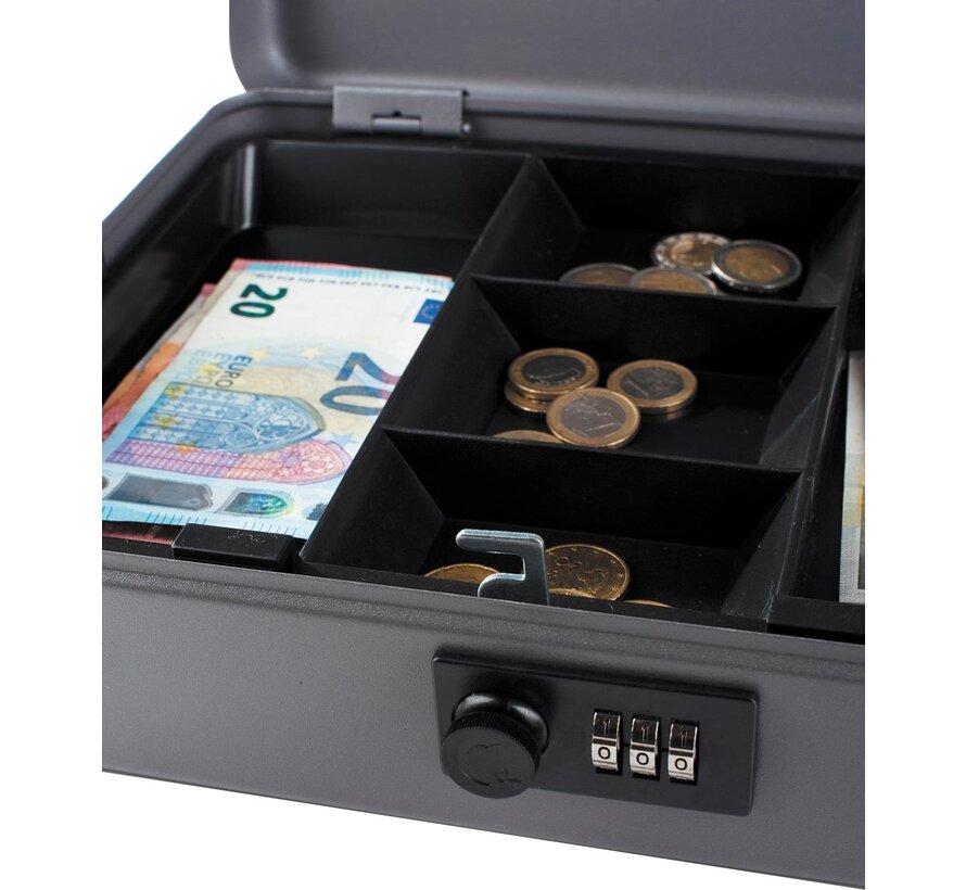 Pavo - Geldkassette - 12 Zoll mit 3-stelligem Zahlenschloss - dunkelgrau