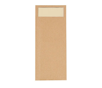 Bestecktasche aus Kraftpapier mit brauner Serviette – Karton mit 500 Bestecktaschen