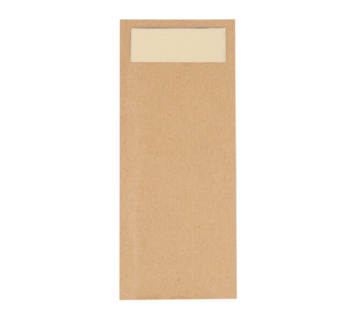 Bestecktasche Kraft mit brauner Serviette - Karton mit 850 Bestecktaschen