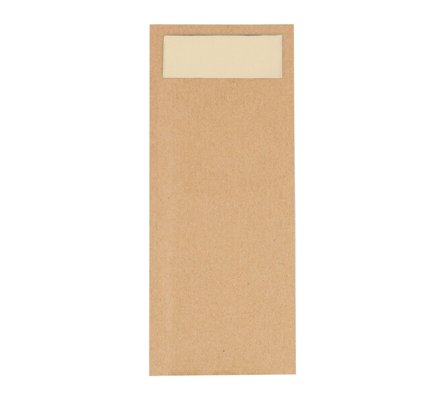 Bestecktasche aus Kraftpapier mit brauner Serviette – Karton mit 500 Bestecktaschen