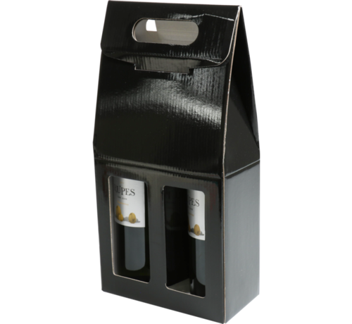 Weinflaschentasche für 2 Flaschen - Karton - 193x327x93mm - schwarz - 25 Stück