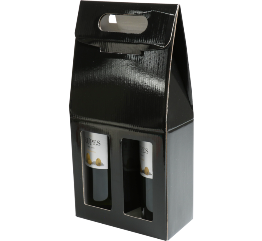 Weinflaschentasche für 2 Flaschen - Karton - 193x327x93mm - schwarz - 25 Stück