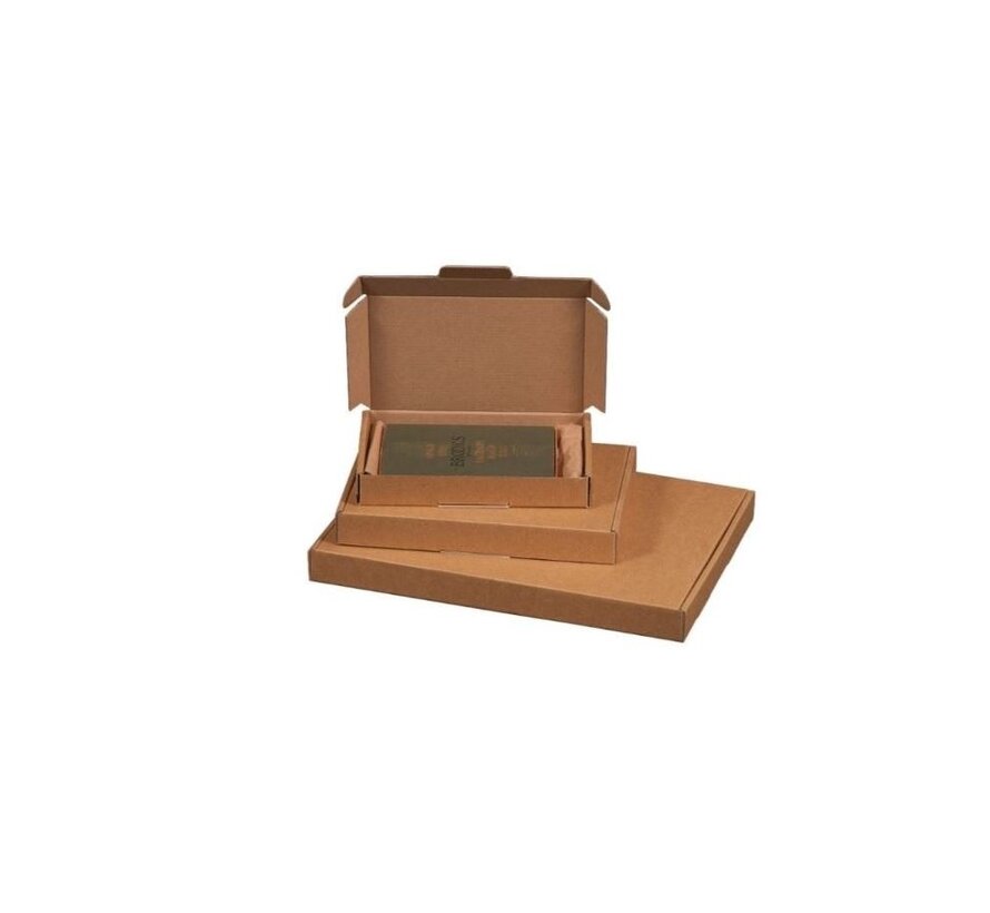 Briefkastenbox Wellpappe E-Welle 220 x 155 x 30 mm A5 Braun - inklusive zusätzlichem Verschluss - Bündel mit 50 Versandkartons