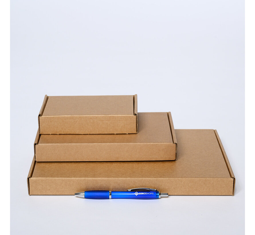 Briefkastenbox Wellpappe E-Welle 220 x 155 x 30 mm A5 Braun - inklusive zusätzlichem Verschluss - Bündel mit 50 Versandkartons