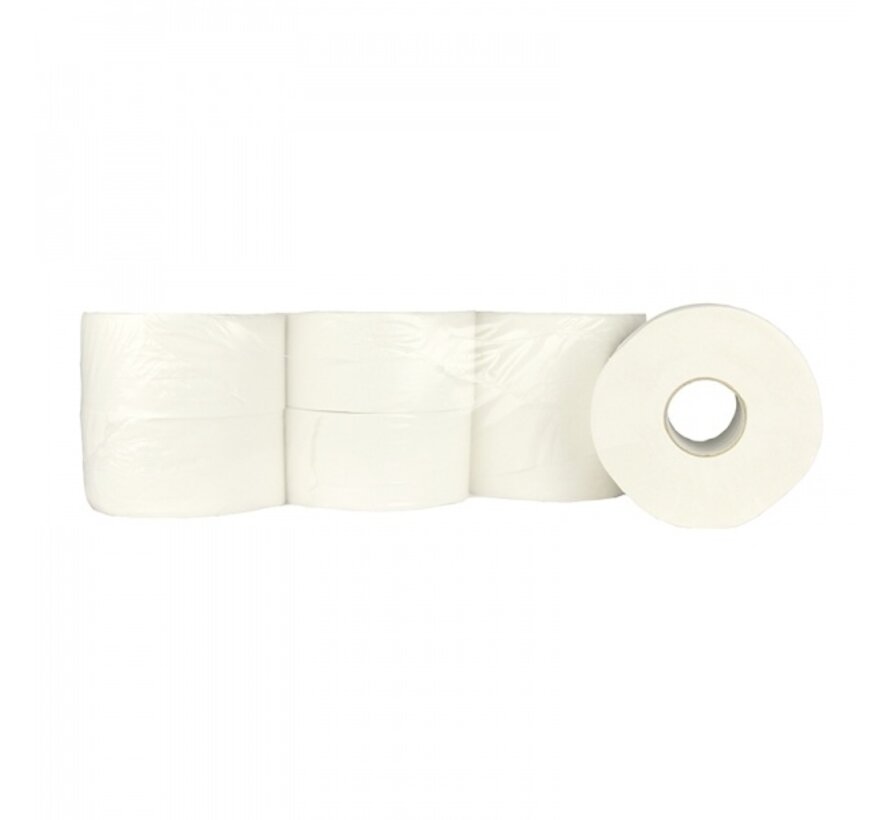 WC-Papier Jumbo Mini 100% Zellstoff - 2-lagiges Toilettenpapier - 12 Rollen à 180 Meter in Folie