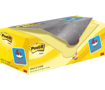 Post-It Post-it Notes 76 x 76 mm - Gelb - 100 Blatt pro Block - Vorteilspack mit 20 Blöcken