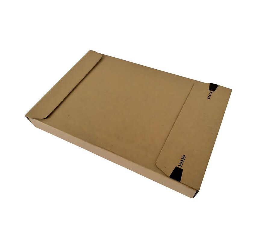 Briefkastenbox Wellpappe A4+ Braun - Doppelte Selbstklebende Verschluss - 350 x 250 x 28 mm - Bündel mit 25 Stück