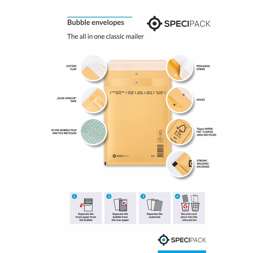 Luftpolsterversandtaschen Braun C13 - Luftpolstertasche 150 x 215 mm A5 - Karton mit 100 Stück