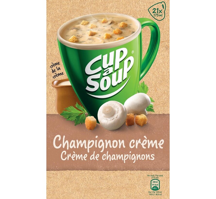 Cup-a-Soup - Champignoncremesuppe mit Croutons - Packung mit 21 Beuteln