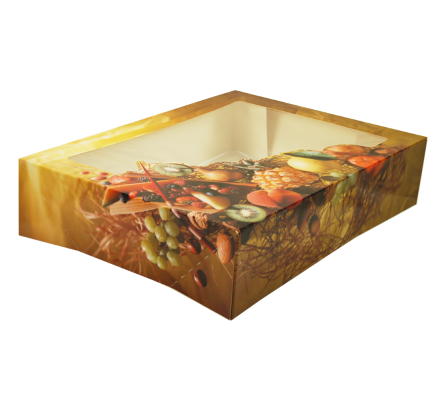 Cateringbox - Frucht-Design - 26x22x7,5cm - mit Fenster - 50 Stück